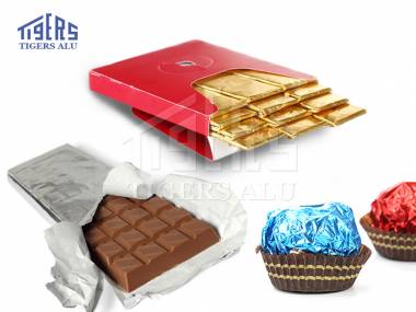 Embossed aluminum foil for wrapping chocolate